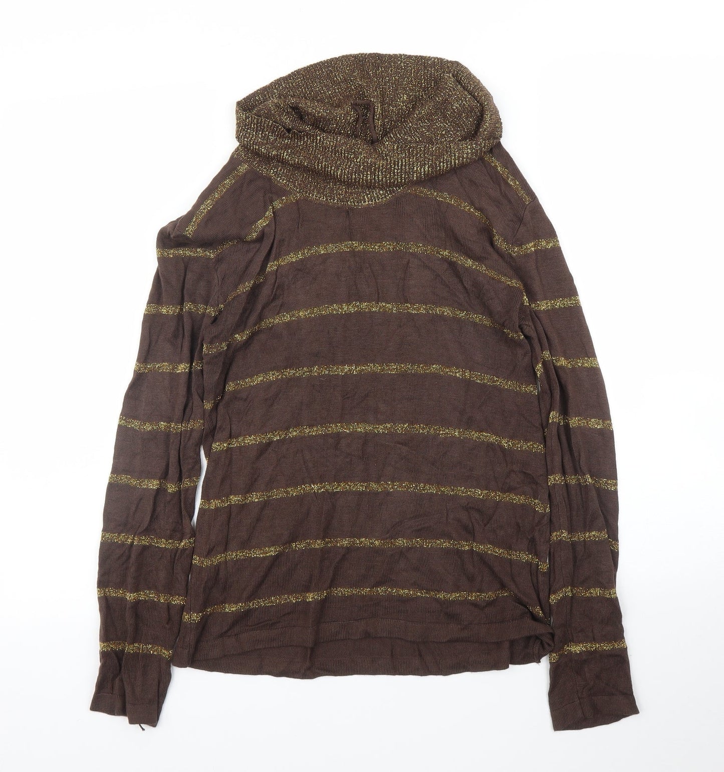 Preworn Womens Brown Striped  Pullover Jumper Size S