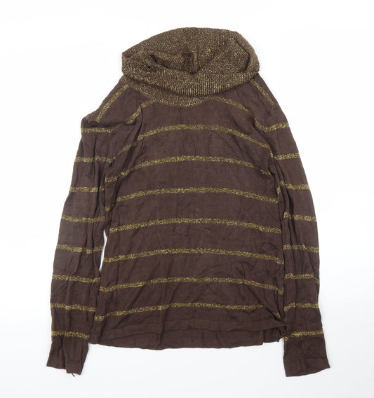 Preworn Womens Brown Striped  Pullover Jumper Size S