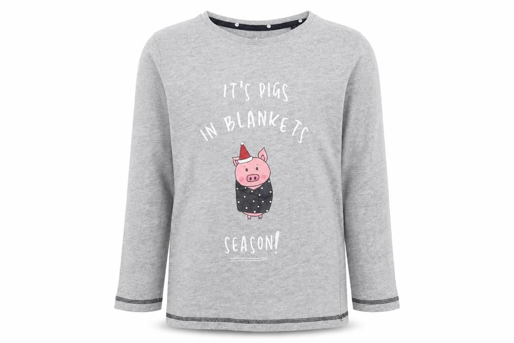 Threadboys Boys Grey Solid   Pyjama Top Size 9-10 Years  - christmas