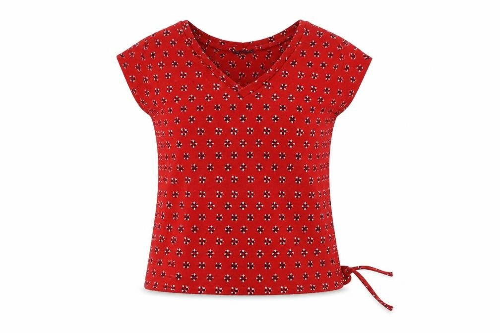 Marks & Spencer  Womens Red Floral  Basic T-Shirt Size 6