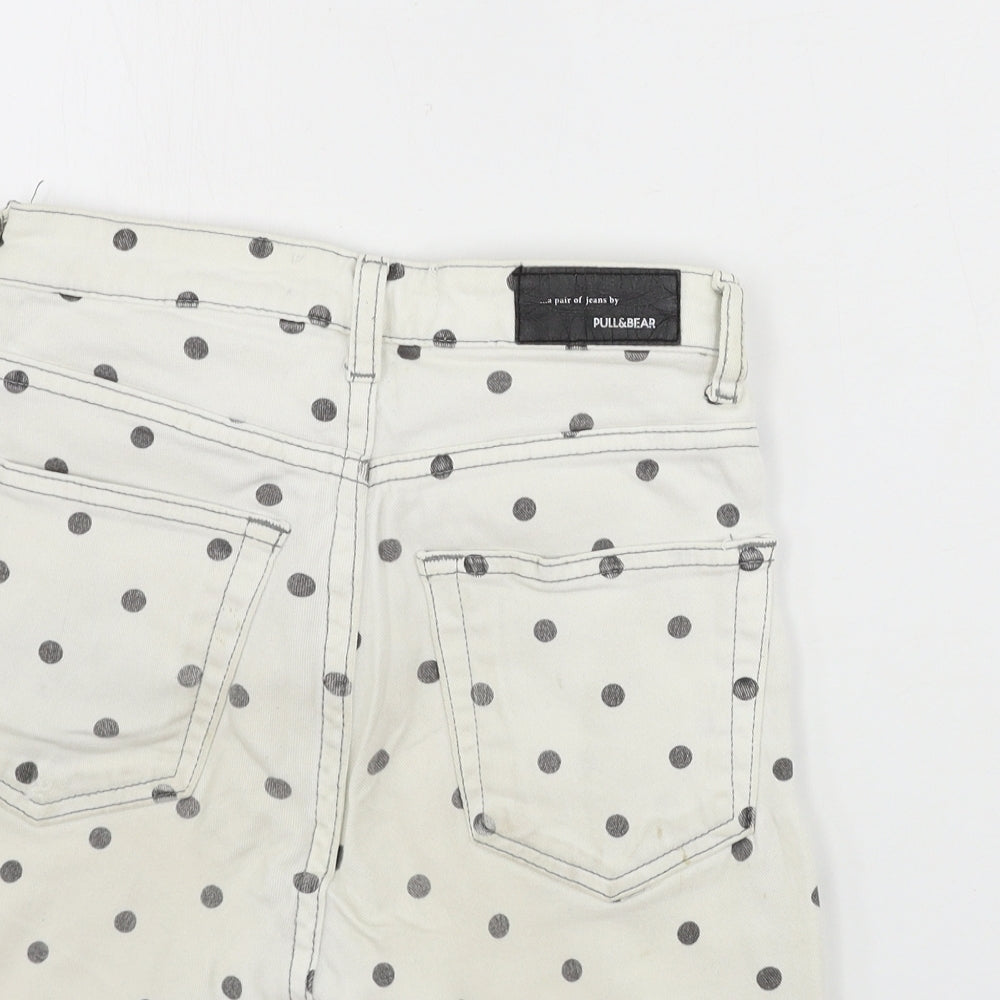 Pull&Bear Womens Ivory Polka Dot  Cut-Off Shorts Size 24 in