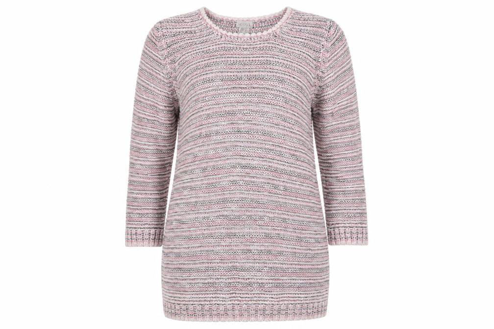 mona Womens White Striped  Pullover Jumper Size 12