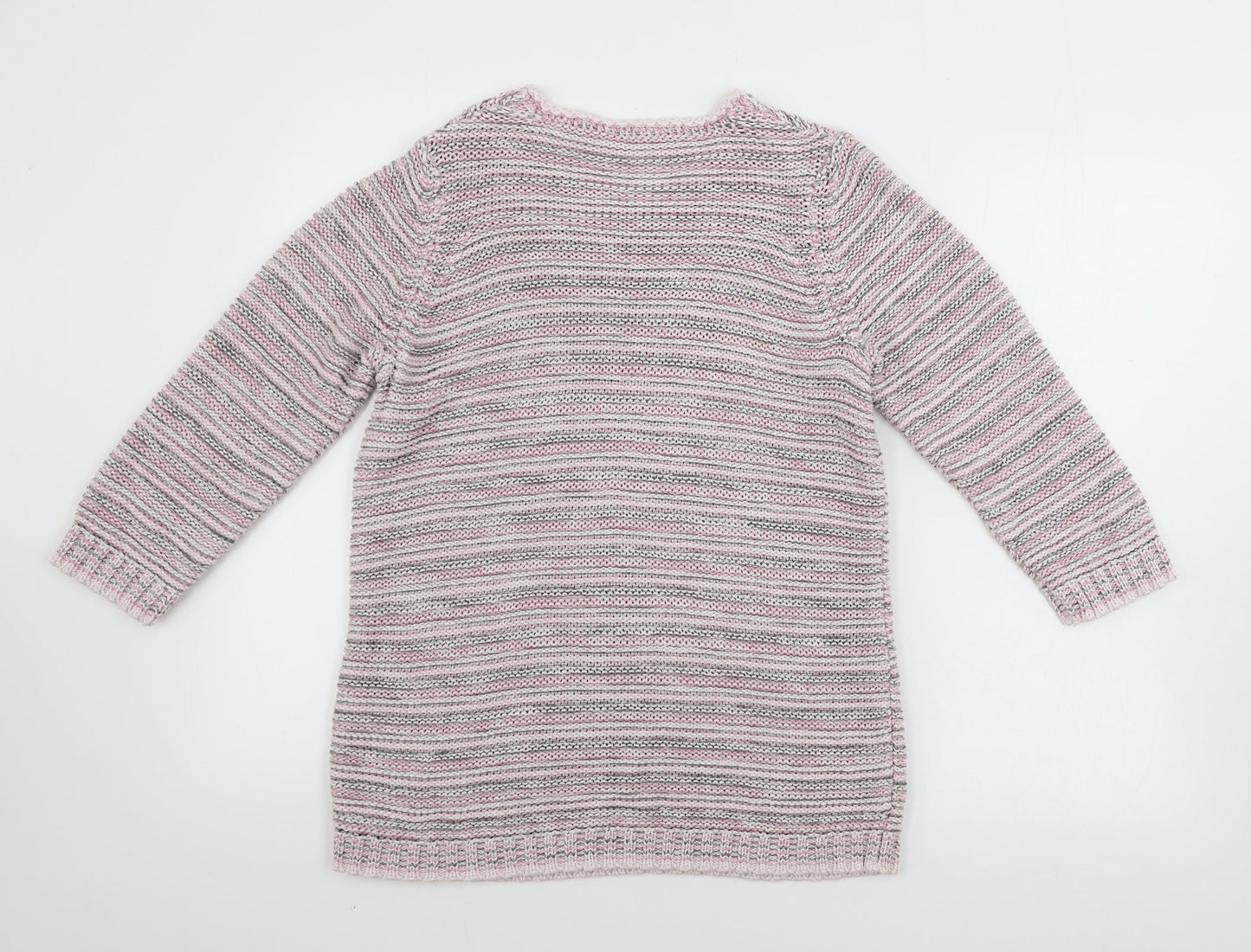 mona Womens White Striped  Pullover Jumper Size 12