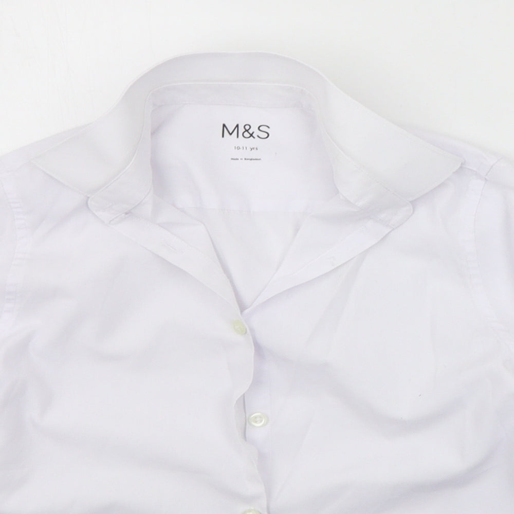 Marks and Spencer Girls White   Basic Button-Up Size 10-11 Years