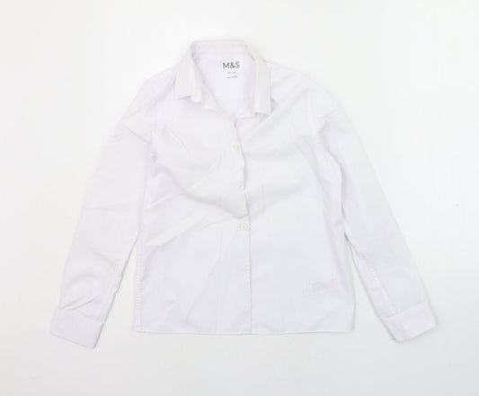 Marks and Spencer Girls White   Basic Button-Up Size 10-11 Years  - SCHOOL