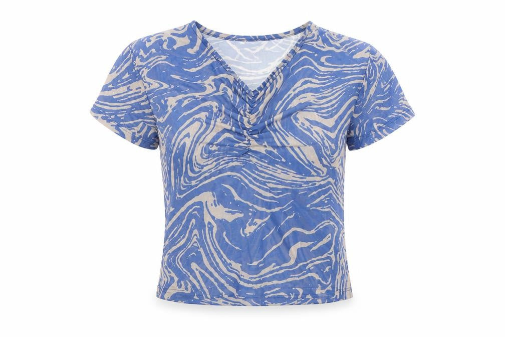 Topshop Womens Blue Floral  Basic T-Shirt Size S
