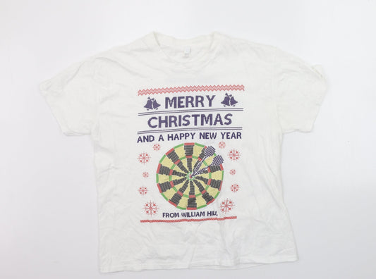 Casual classics Womens White   Basic T-Shirt Size L  - Christams