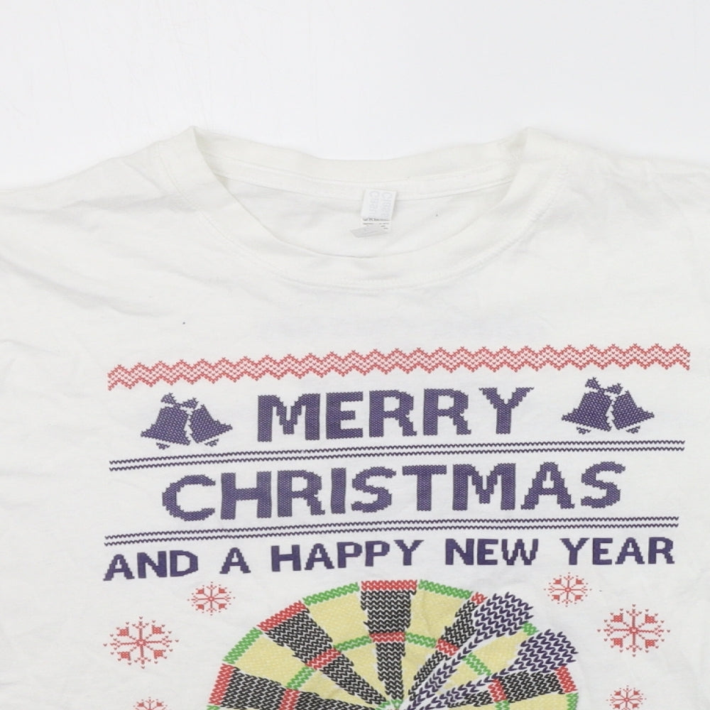 Casual classics Womens White   Basic T-Shirt Size L  - Christams