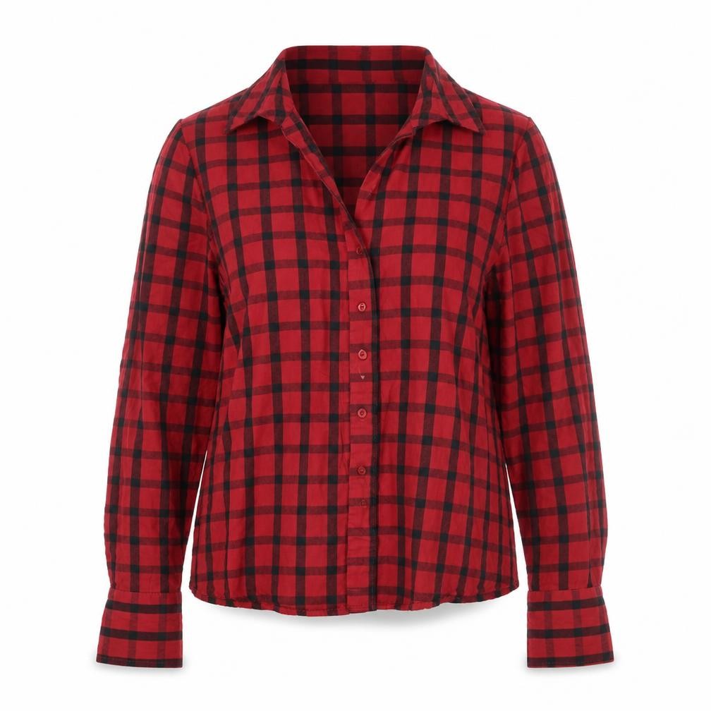 Harve Benard Womens Red Check  Basic Button-Up Size L