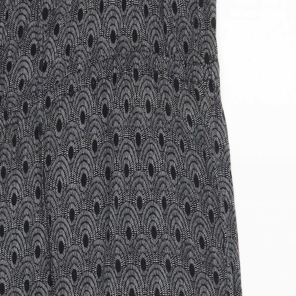 Preworn Womens Black Geometric  A-Line  Size 8
