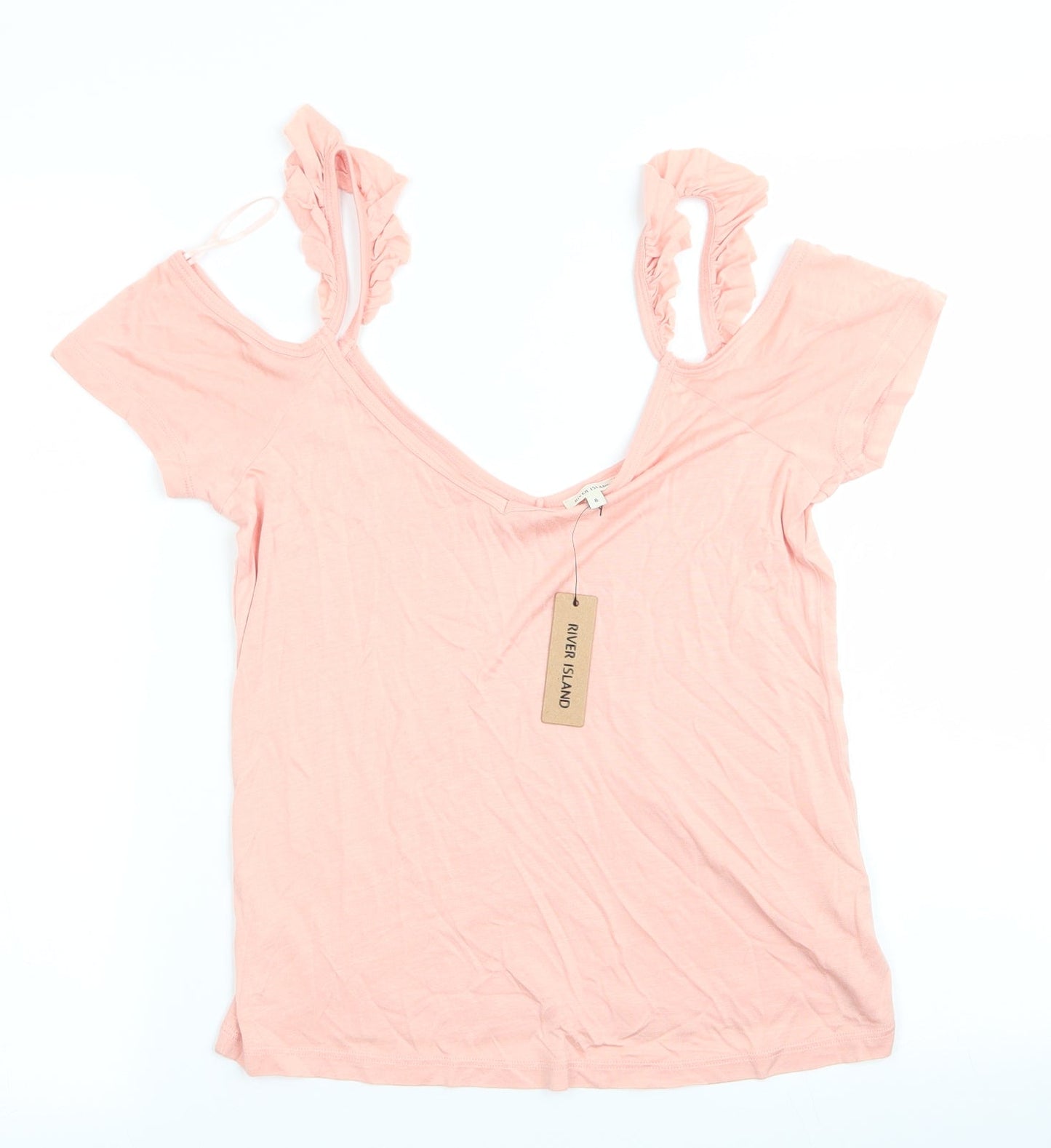 River Island Womens Pink   Camisole Tank Size 8  - Cut out shoulders Peach