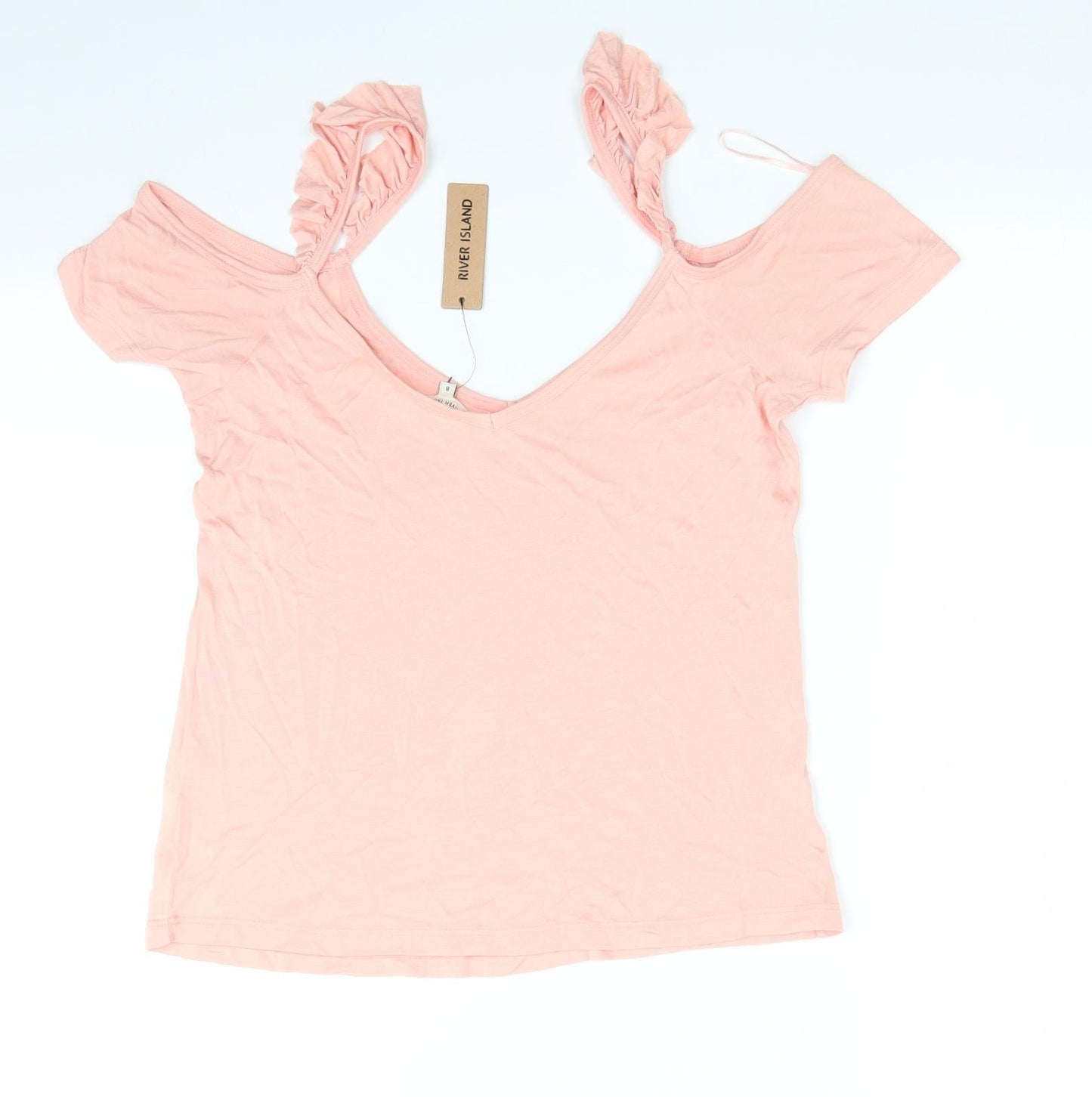 River Island Womens Pink   Camisole Tank Size 8  - Cut out shoulders Peach