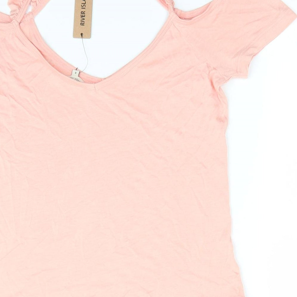 River Island Womens Pink   Camisole Tank Size 8  - Cut out shoulders Peach