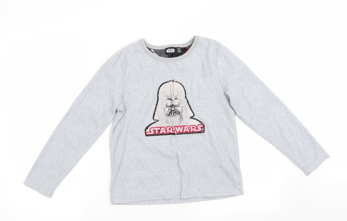 Star Wars by Primark Boys Grey Solid Fleece  Pyjama Top Size 9-10 Years  - Star Wars