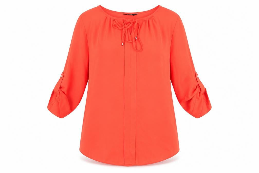 F&F Womens Orange   Tunic Blouse Size 12  - Tie front fastening