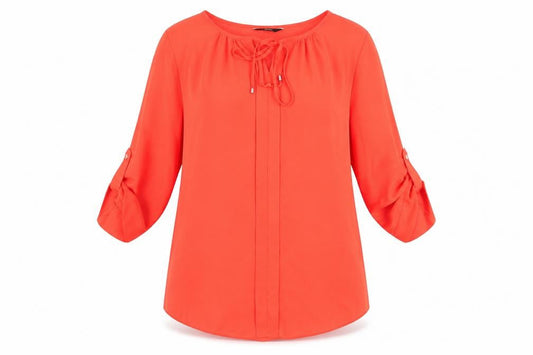 F&F Womens Orange   Tunic Blouse Size 12  - Tie front fastening