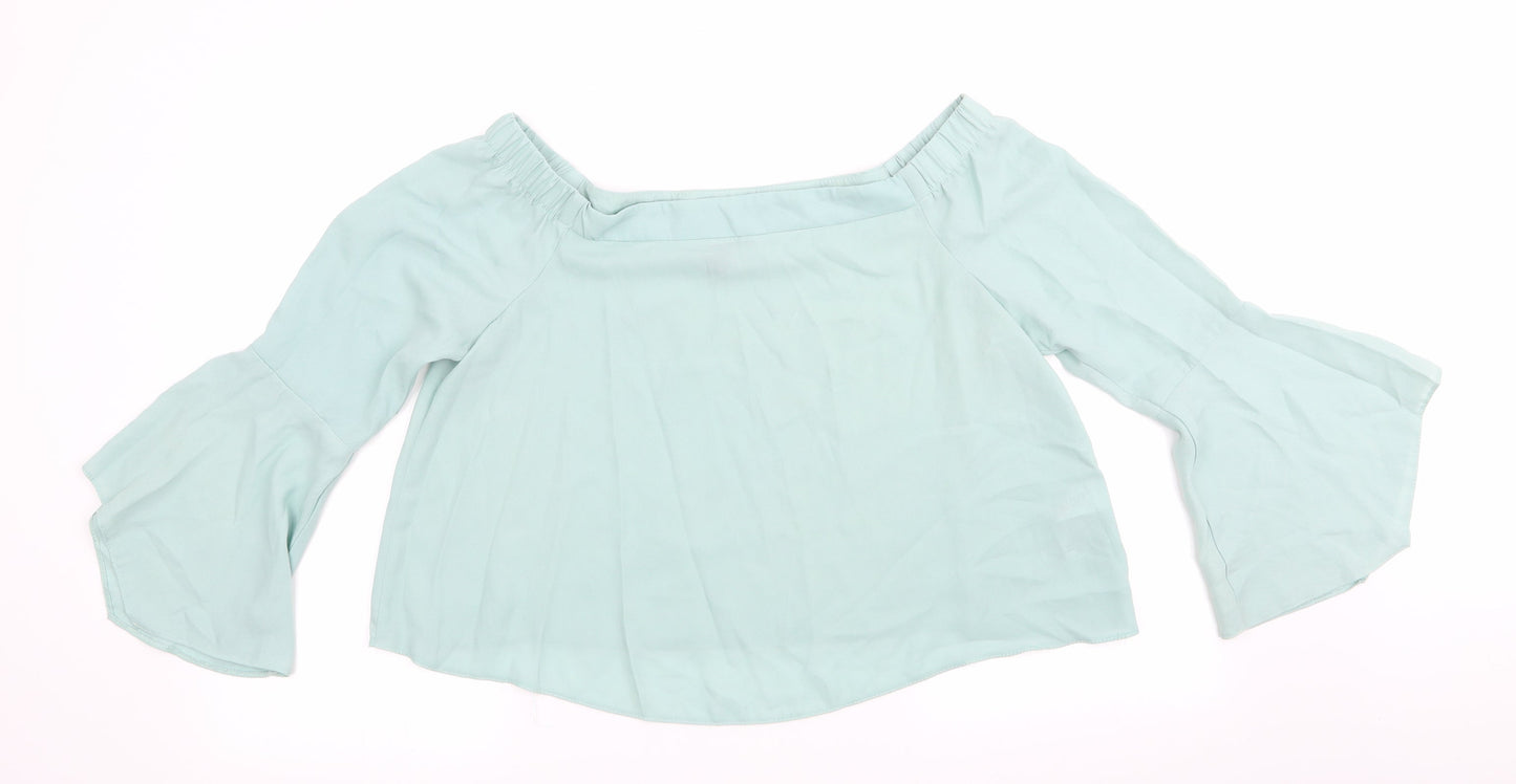 New Look Womens Green   Basic Blouse Size 14  - Elasticated shoulders