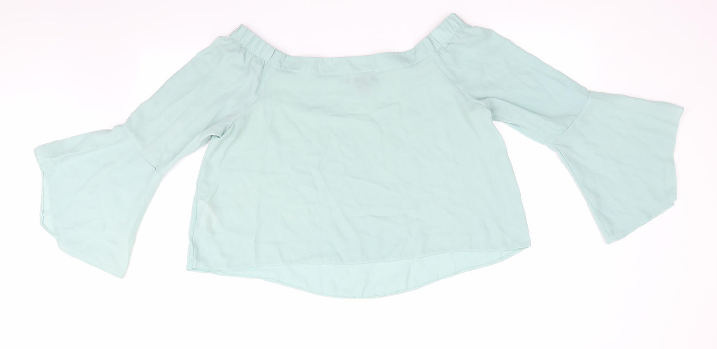 New Look Womens Green   Basic Blouse Size 14  - Elasticated shoulders