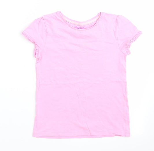 Florence and Fred Girls Pink   Basic T-Shirt Size 4-5 Years  - Rouched trim to sleeves