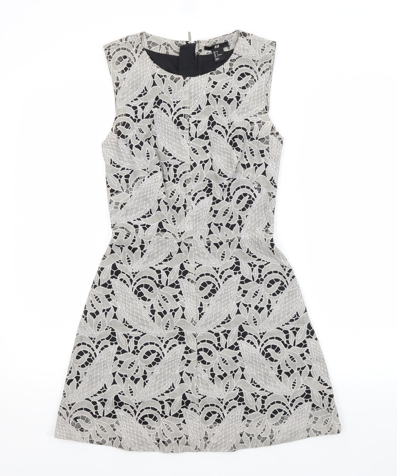 H&M Womens Grey Floral  A-Line  Size 6
