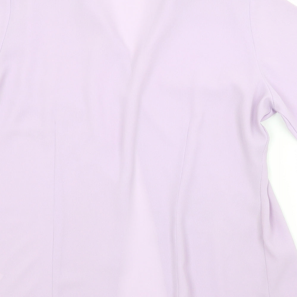 M&S Womens Purple Floral  Basic Button-Up Size 10
