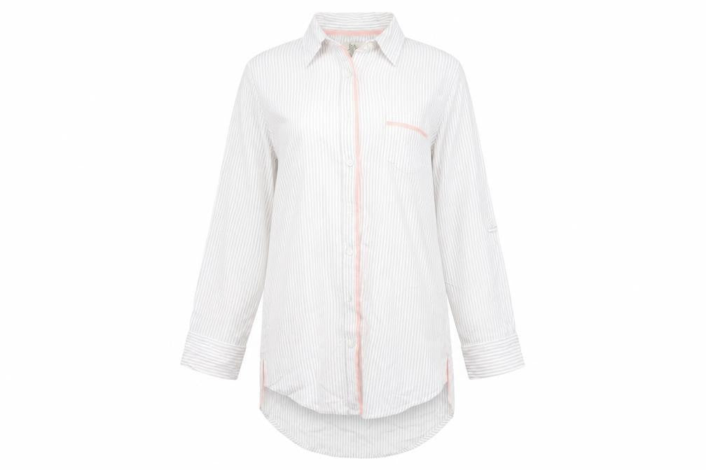 Primark Womens White Striped  Basic Button-Up Size S  - Love to lounge