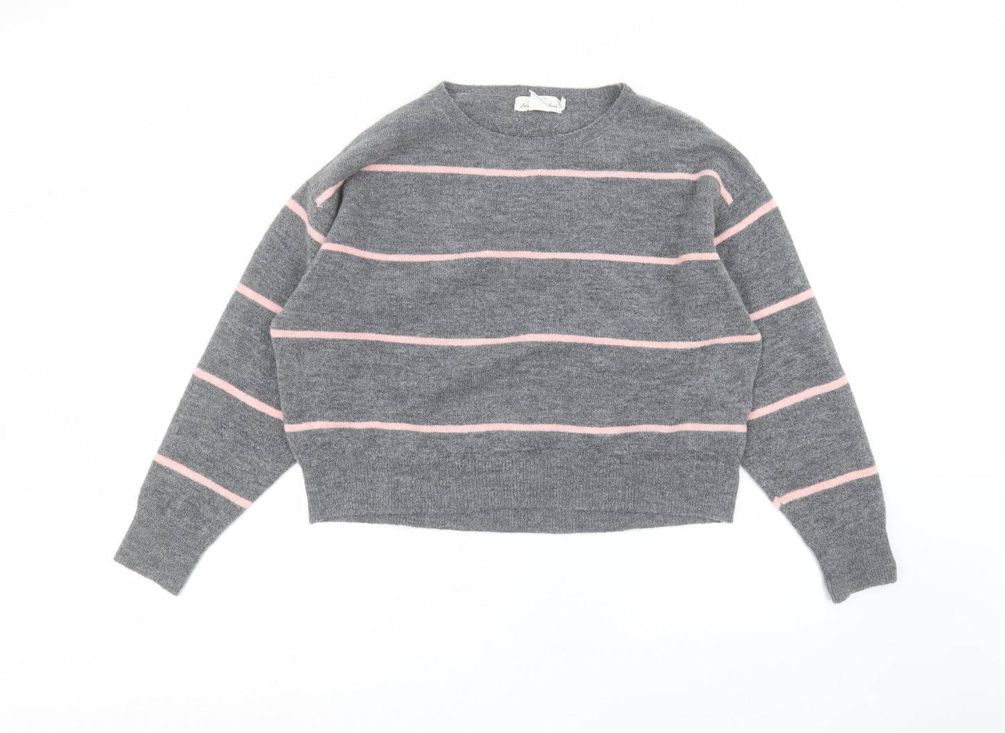 H&M Womens Grey Striped  Pullover Jumper Size S