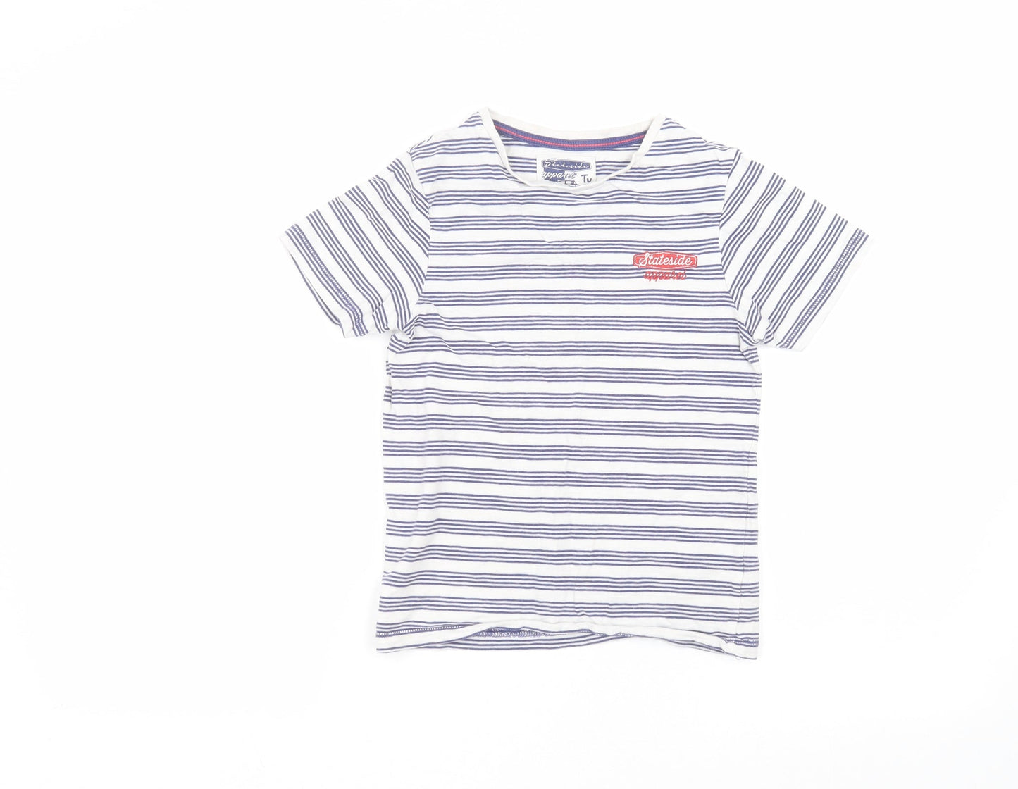 TU Boys White Striped  Basic T-Shirt Size 8 Years
