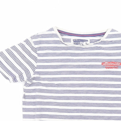 Tu Boys White Striped  Basic T-Shirt Size 8 Years