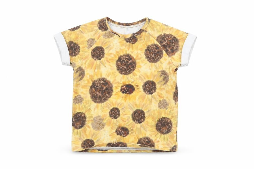 Aitchmakes Girls Yellow Floral  Basic T-Shirt Size 2-3 Years