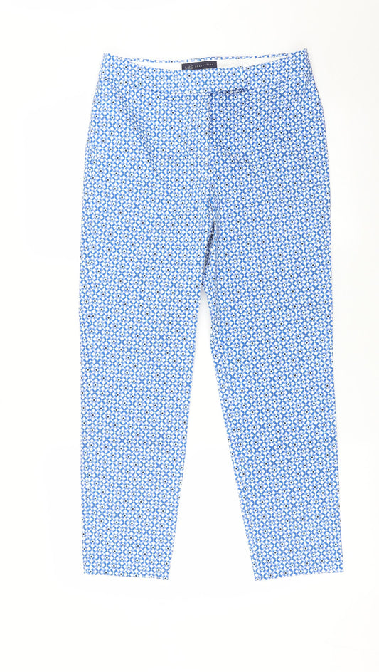 M&S Womens Blue Geometric  Trousers  Size 8 L26 in