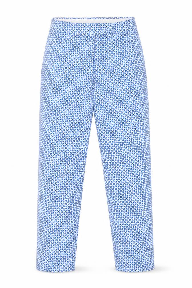 Marks & Spencer Womens Blue Geometric  Trousers  Size 8 L26 in