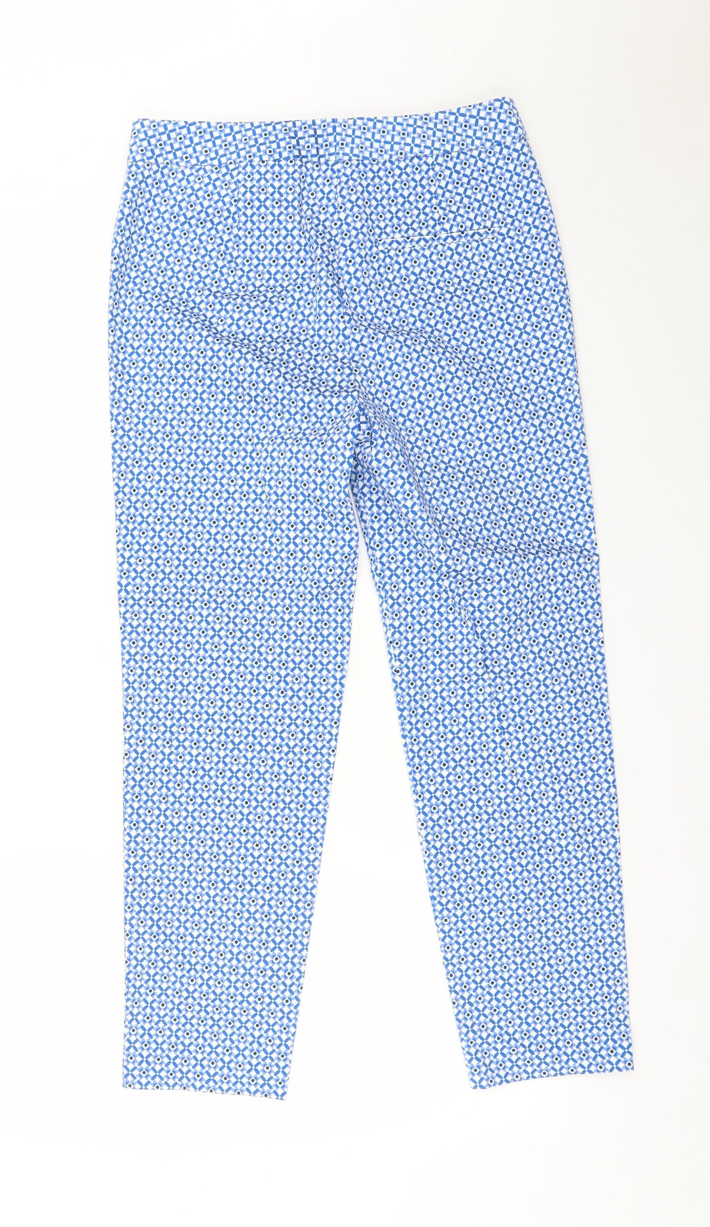 M&S Womens Blue Geometric  Trousers  Size 8 L26 in