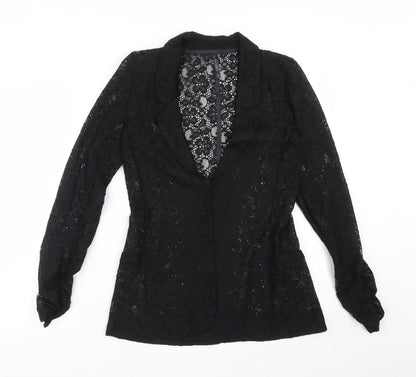 Next Womens Black Floral  Jacket Blazer Size 8