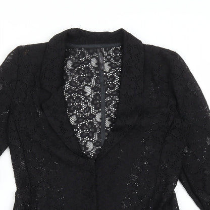 Next Womens Black Floral  Jacket Blazer Size 8
