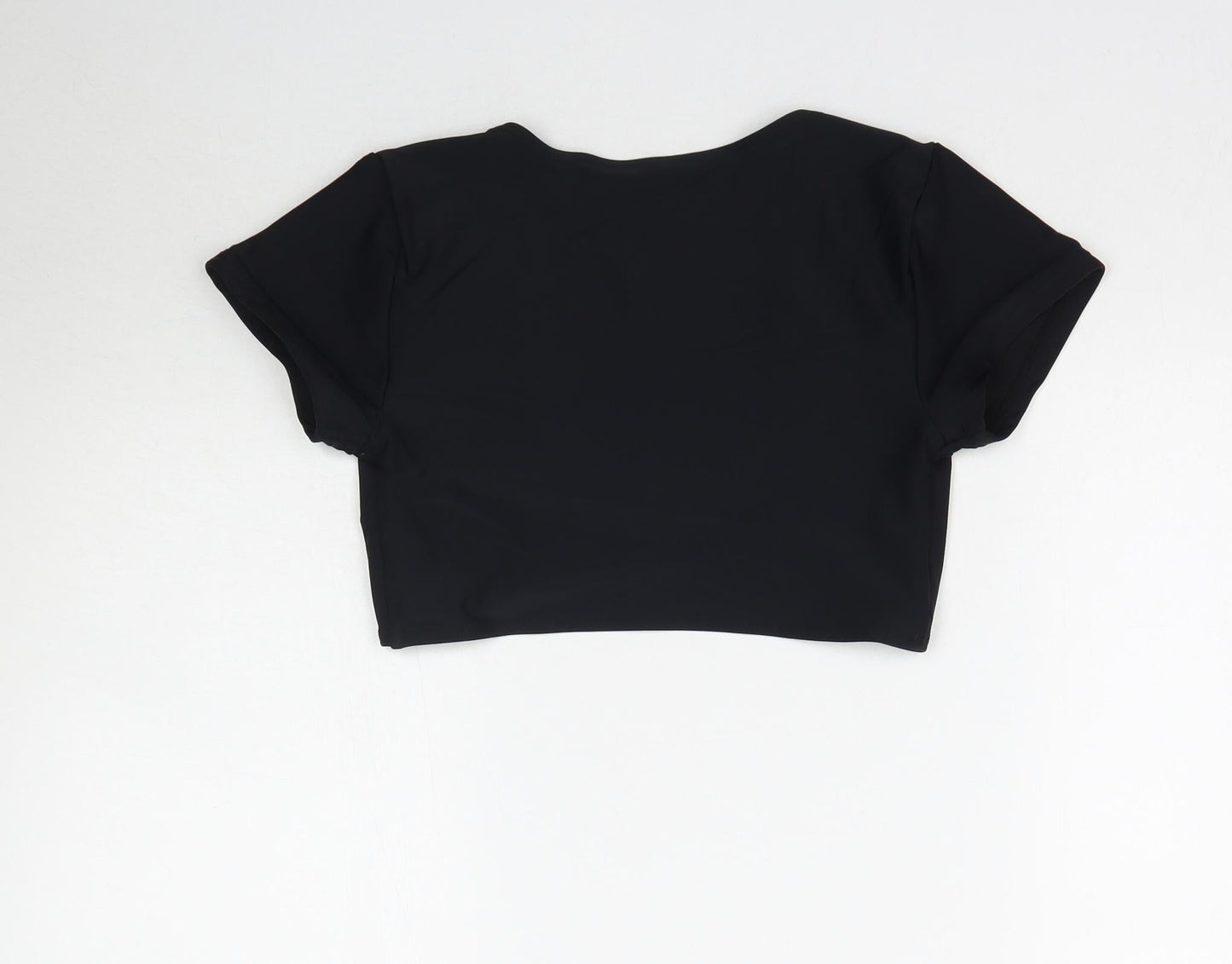 South Beach Womens Black   Cropped T-Shirt Size 8  - Tie detail top