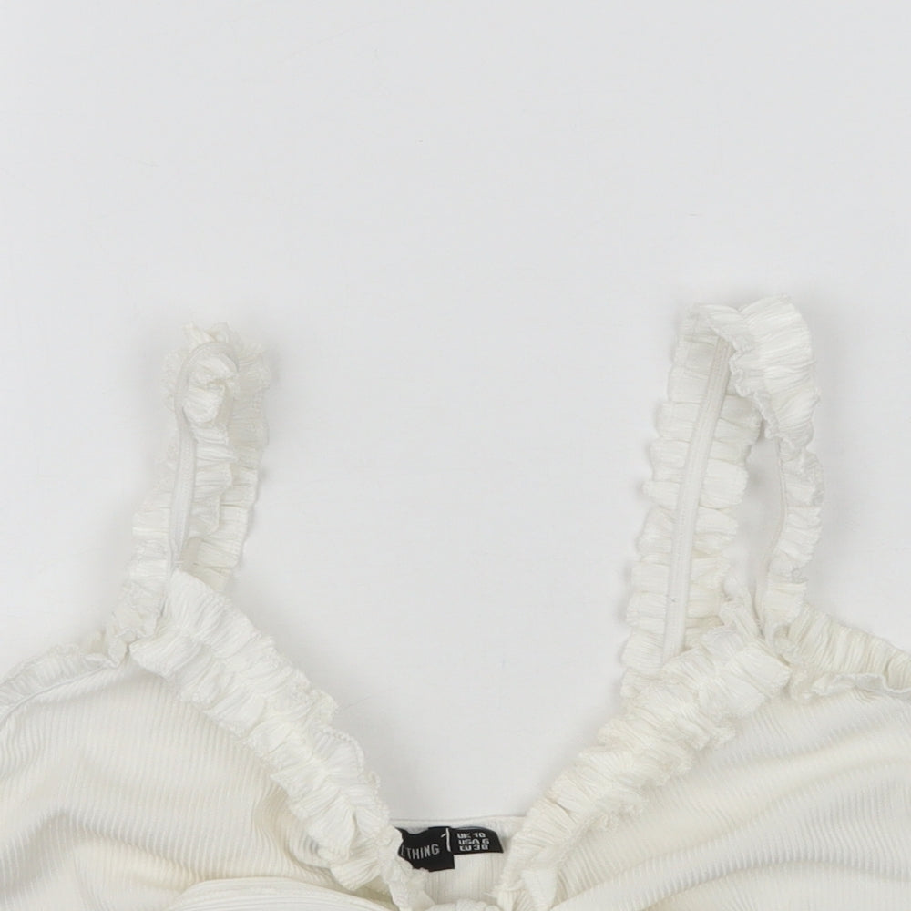 PRETTYLITTLETHING Womens White   Cropped Blouse Size 10