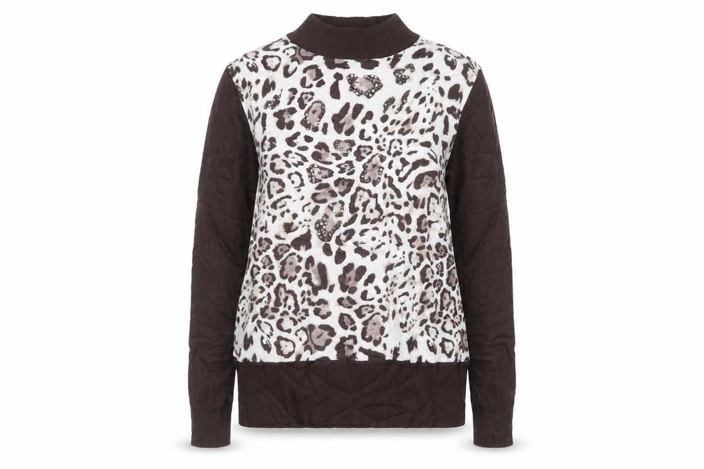Casamia Womens Brown Animal Print Knit Pullover Jumper Size L