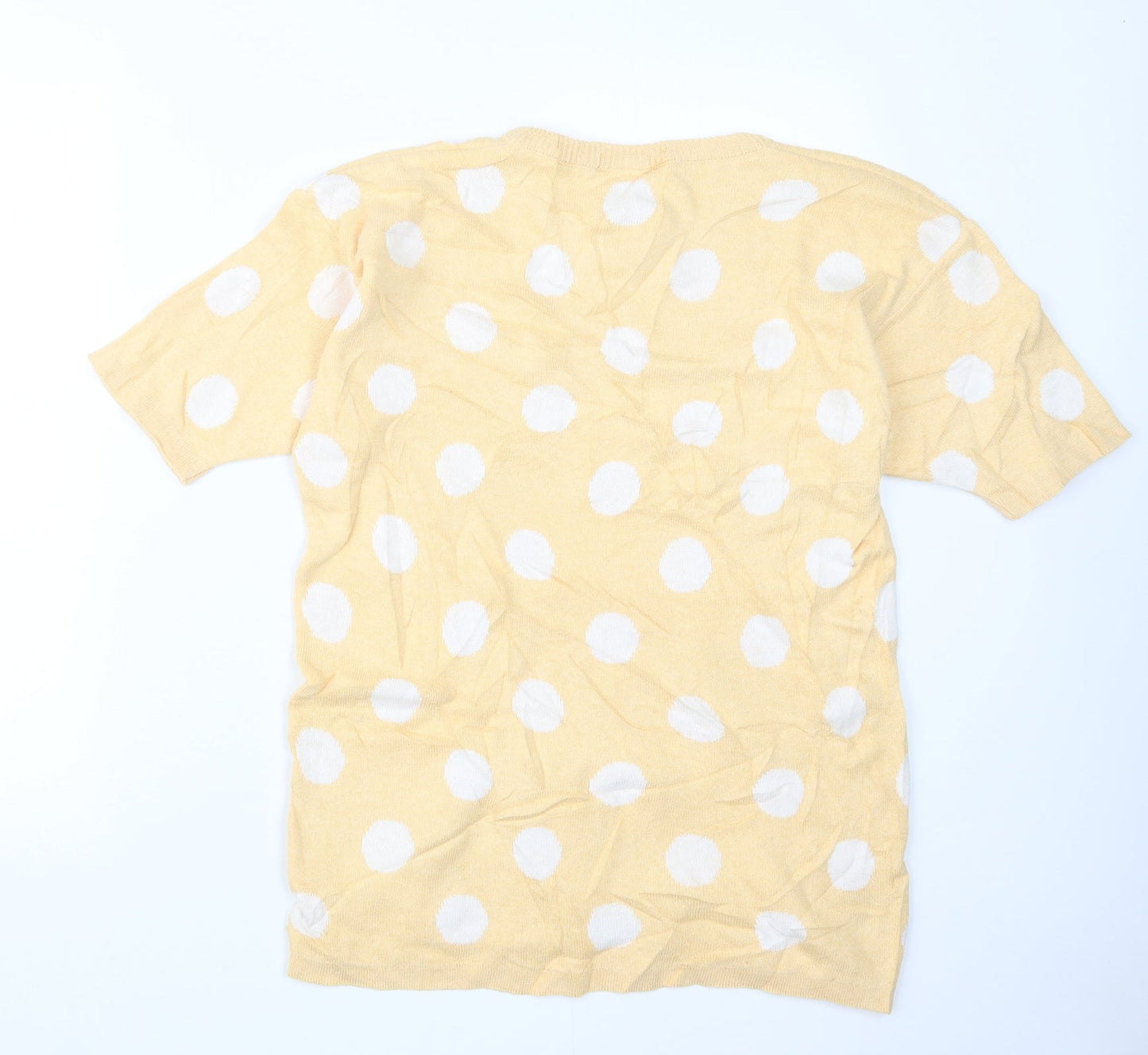 Preworn Womens Yellow Polka Dot Knit Pullover Jumper Size 10