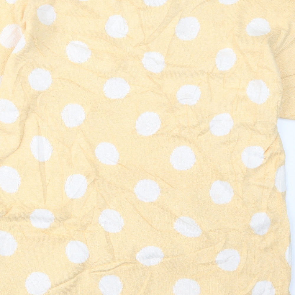 Preworn Womens Yellow Polka Dot Knit Pullover Jumper Size 10