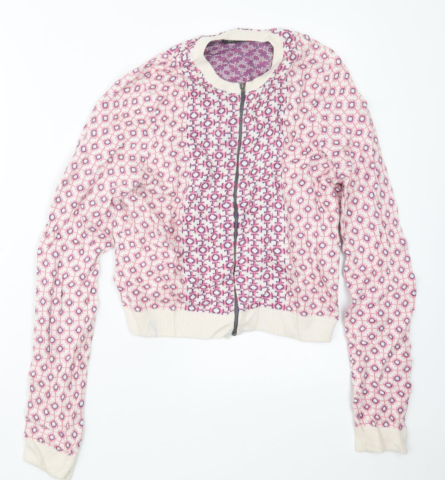 Topshop Womens Pink Geometric Knit Jacket  Size 8