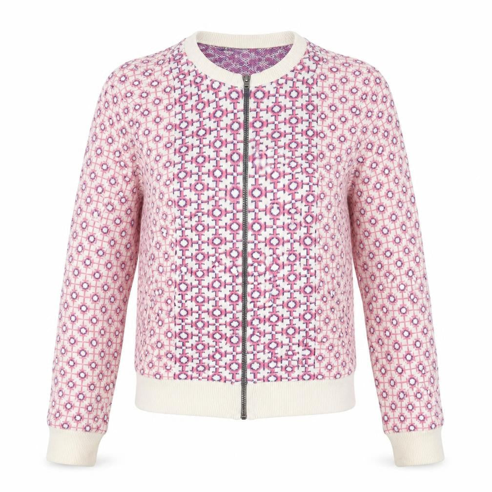 Topshop Womens Pink Geometric Knit Jacket  Size 8