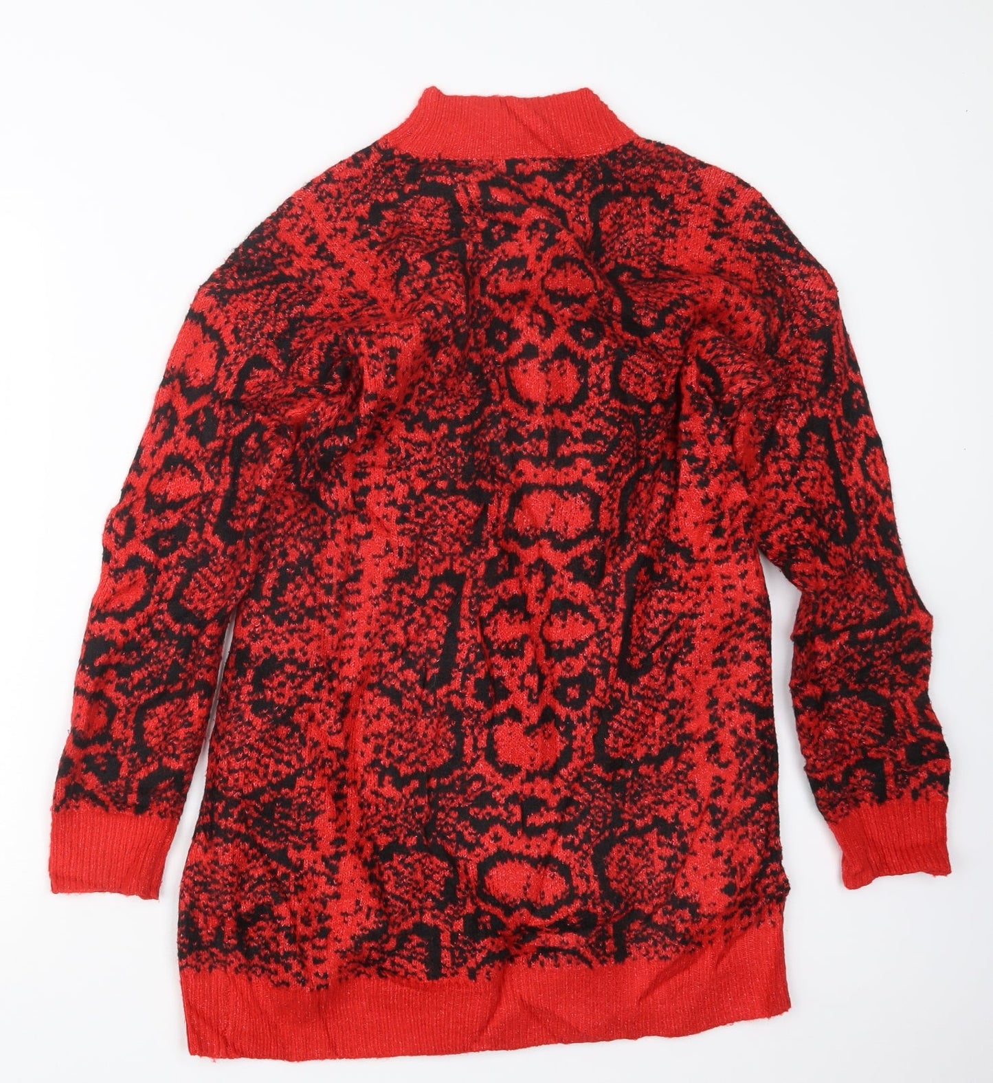 Cameo Rose Womens Red Geometric Knit Pullover Jumper Size M  - Long
