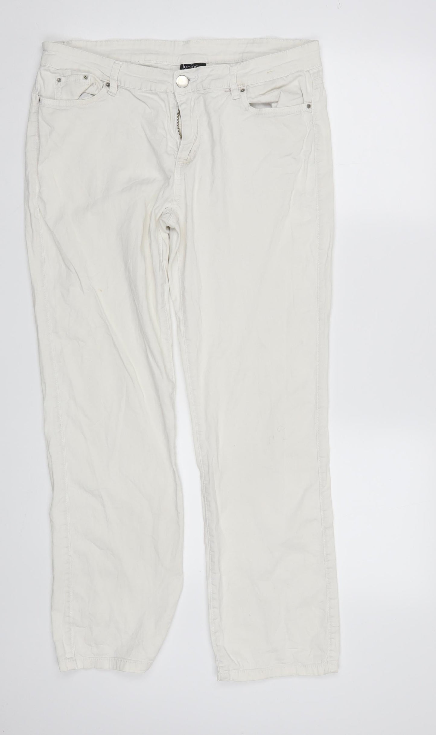 Janina Womens White   Straight Jeans Size 14 L29 in