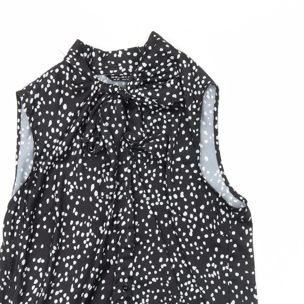 Select Womens Black Polka Dot  Basic Button-Up Size 16