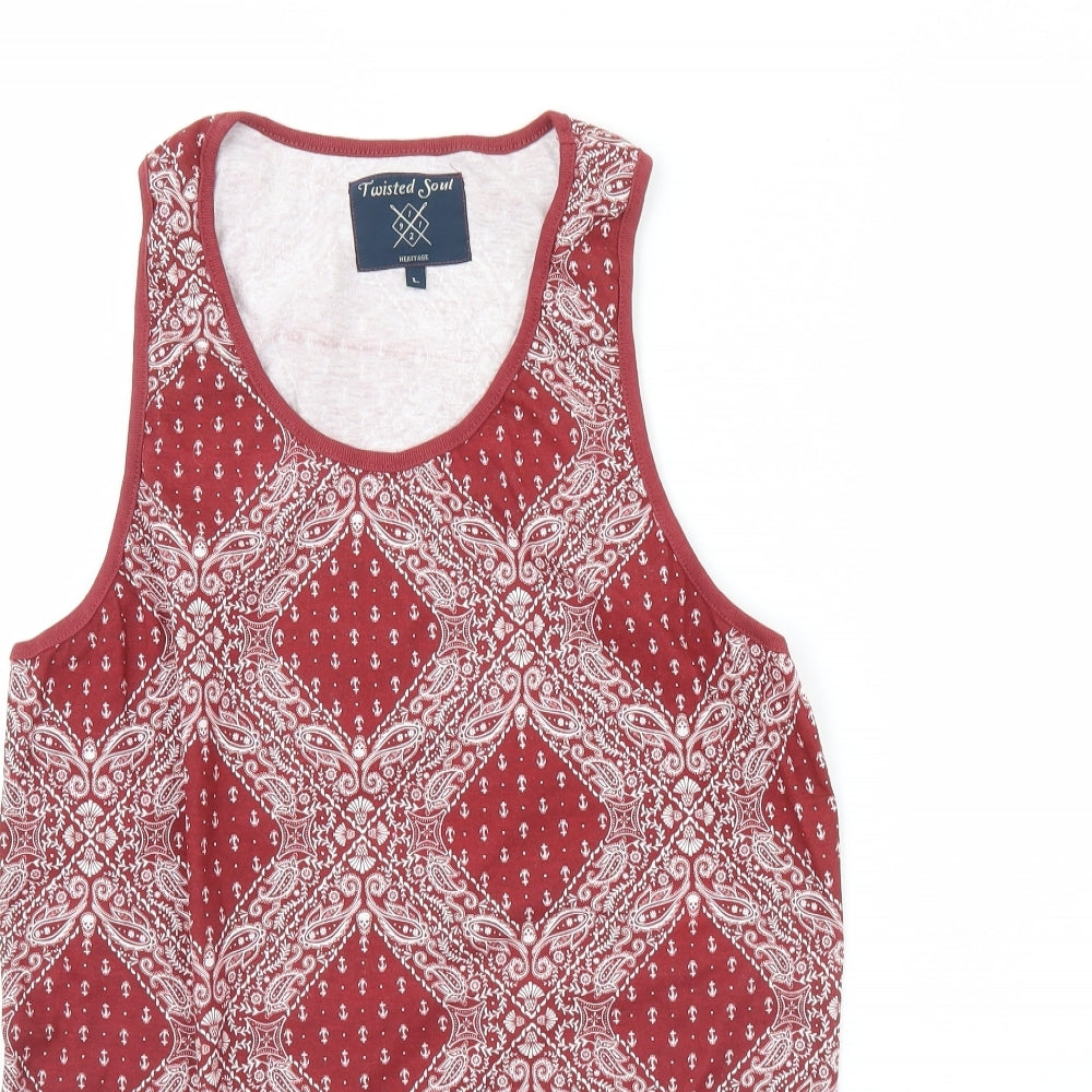Twisted Soul Womens Red Fair Isle  Basic Tank Size L