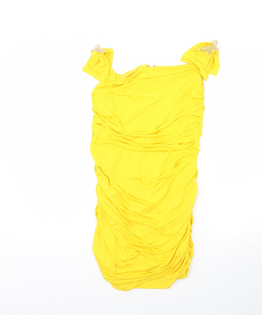 Maia Hemera Womens Yellow   Bodycon  Size S