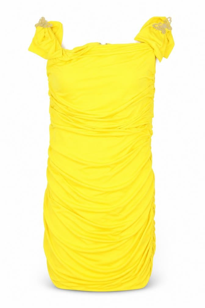 Maia Hemera Womens Yellow   Bodycon  Size S