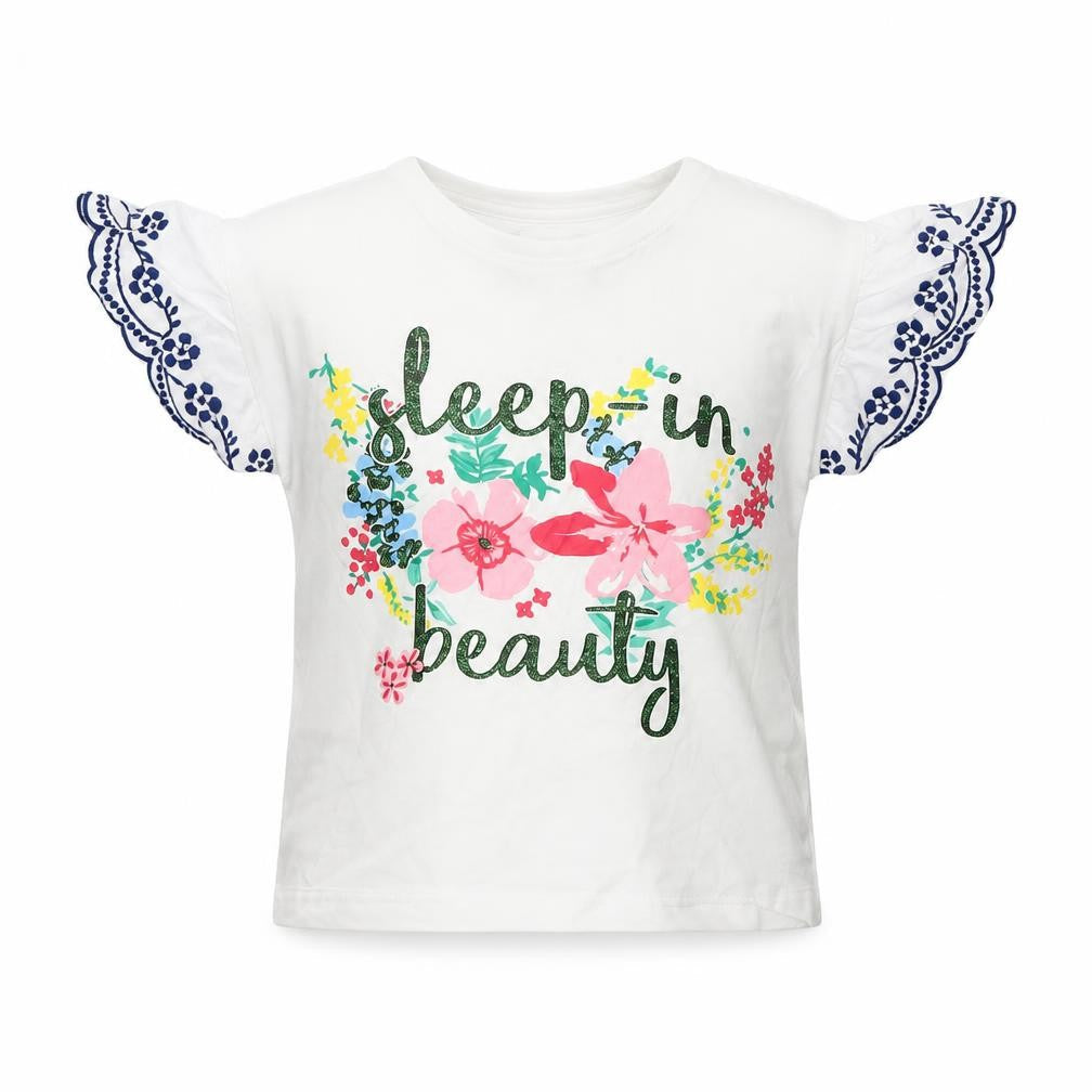 Preworn Girls White Solid  Cami Pyjama Top Size 7 Years