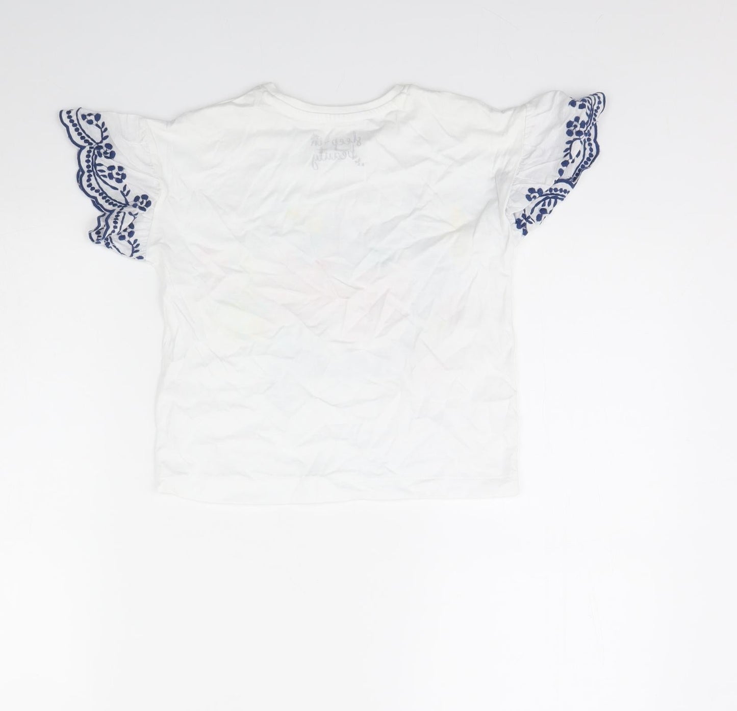 Preworn Girls White Solid  Cami Pyjama Top Size 7 Years